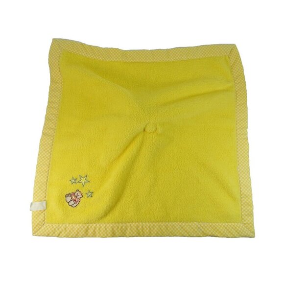 Vintage Lovey Baby Blanket with Plush Bear Head Yellow Fleece - Picture 5 of 12